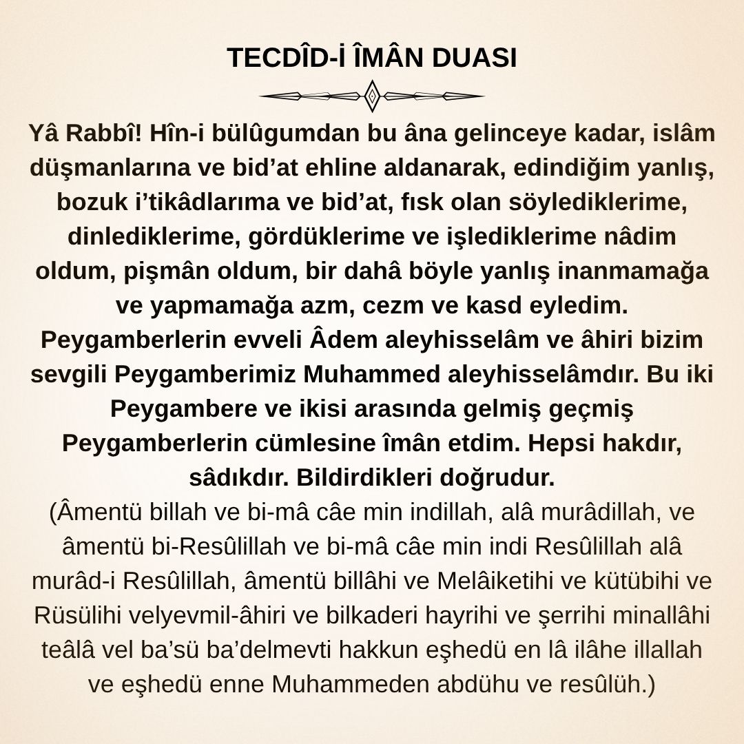 Tecdid-i İman Duası